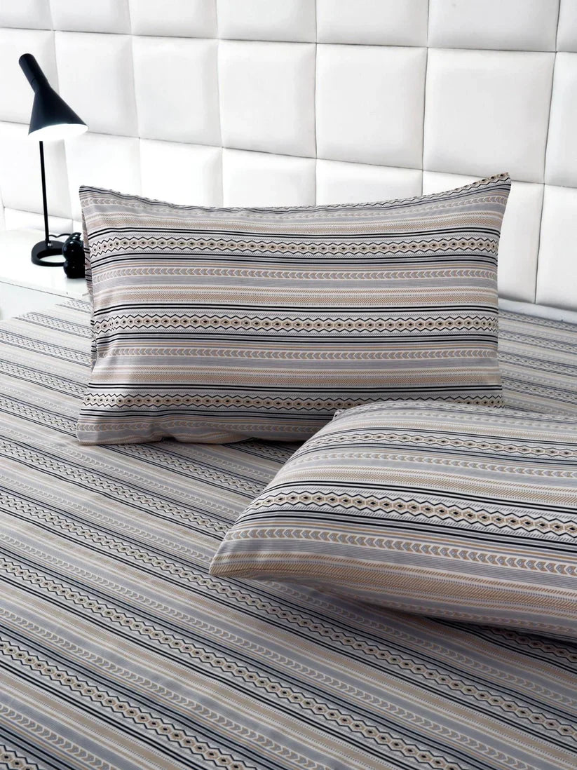 2Pcs Single Bed Sheet- Slate single bed sheet Apricot