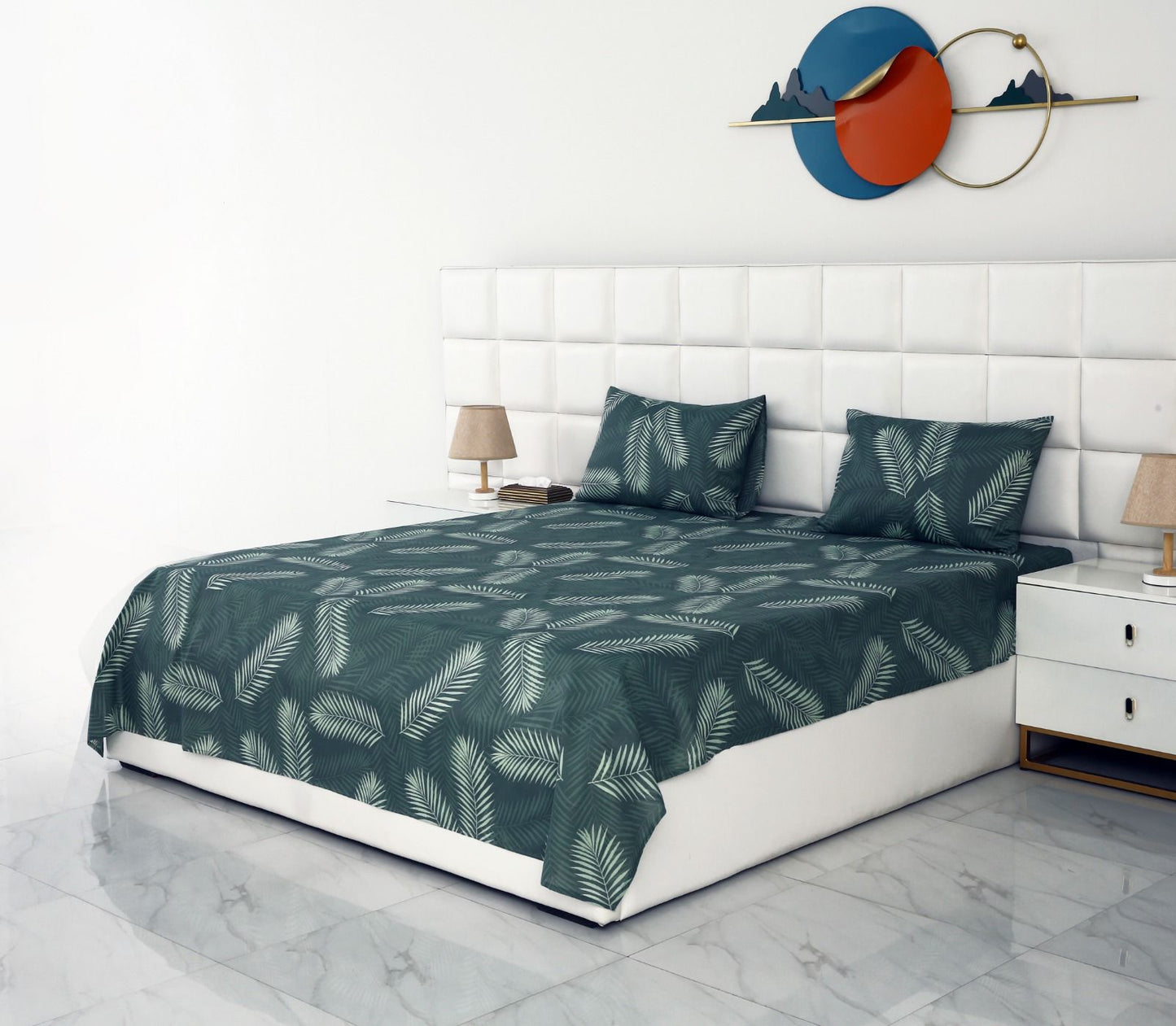3 PCs Double Bed Sheet-Emerald Feathers Bed Sheets Apricot