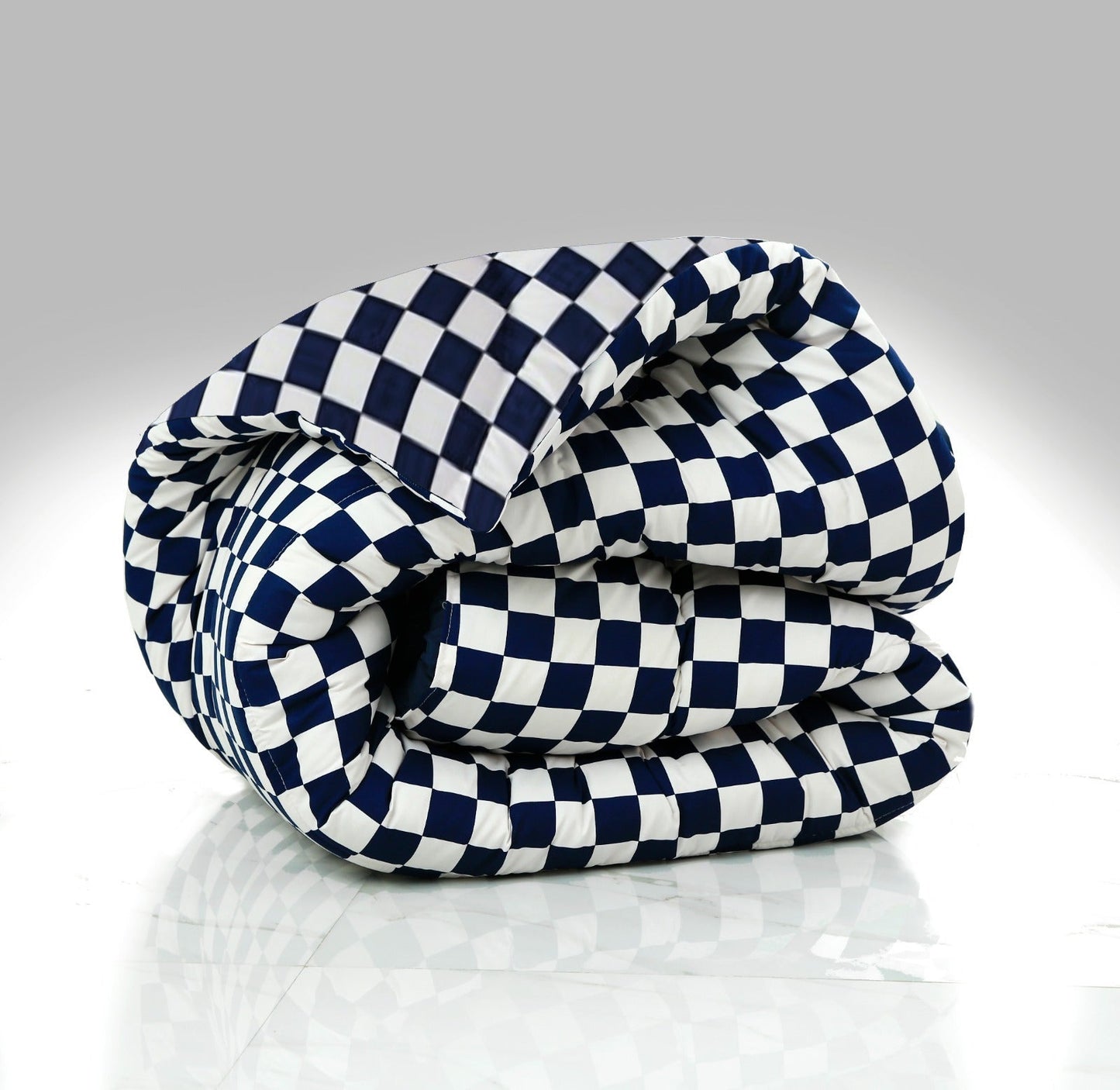 1 PC Single Comforter-Blue Chess Comforters Apricot