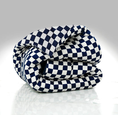 1 PC Single Comforter-Blue Chess Comforters Apricot