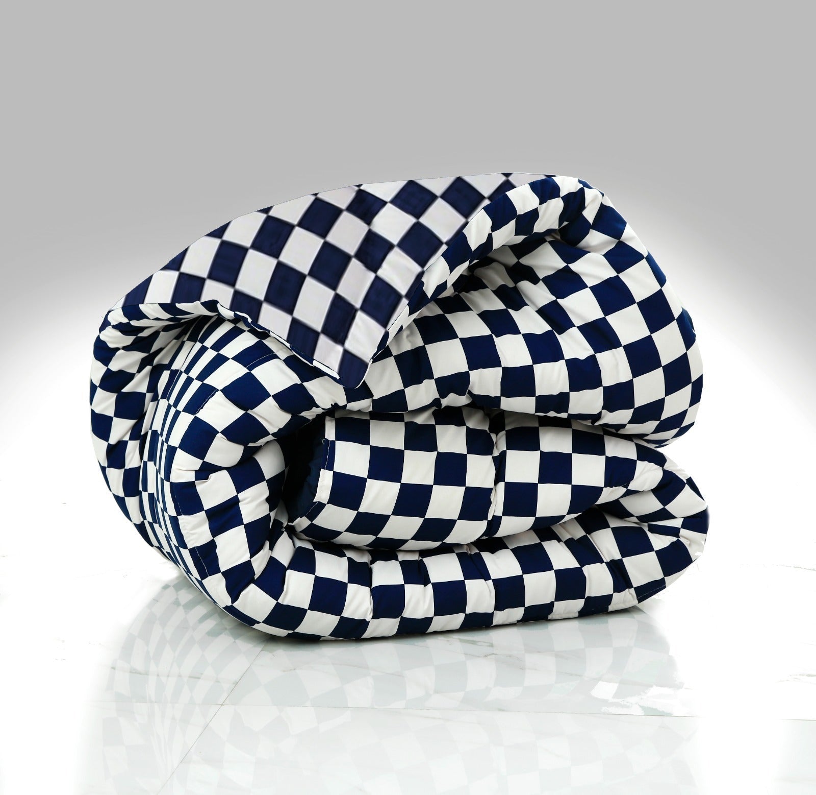 1 PC Single Comforter-Blue Chess Comforters Apricot