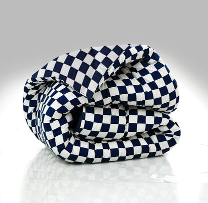 1 PC Single Comforter-Blue Chess Comforters Apricot