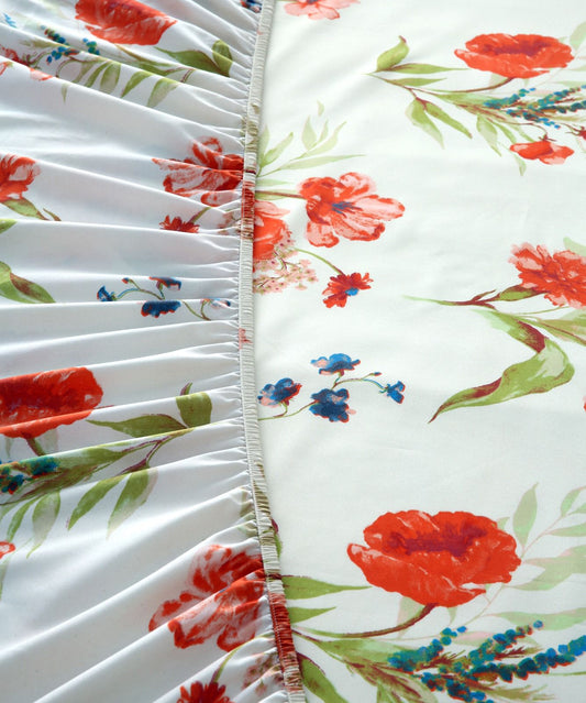 Fitted Bed Sheet-Cosmic Bloom Fitted Sheets Apricot