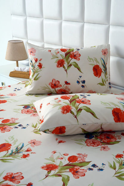 Fitted Bed Sheet-Cosmic Bloom Fitted Sheets Apricot