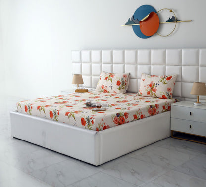 Fitted Bed Sheet-Cosmic Bloom Fitted Sheets Apricot