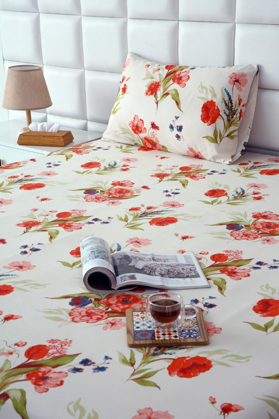 Fitted Bed Sheet-Cosmic Bloom Fitted Sheets Apricot