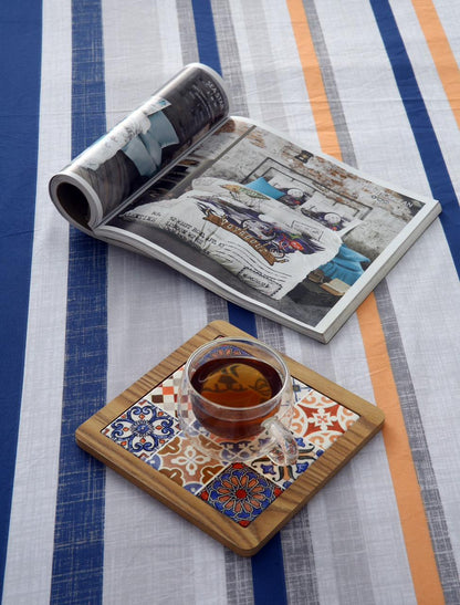 3 PCs Double Bed Sheet-Multi Bands Bed Sheets Apricot