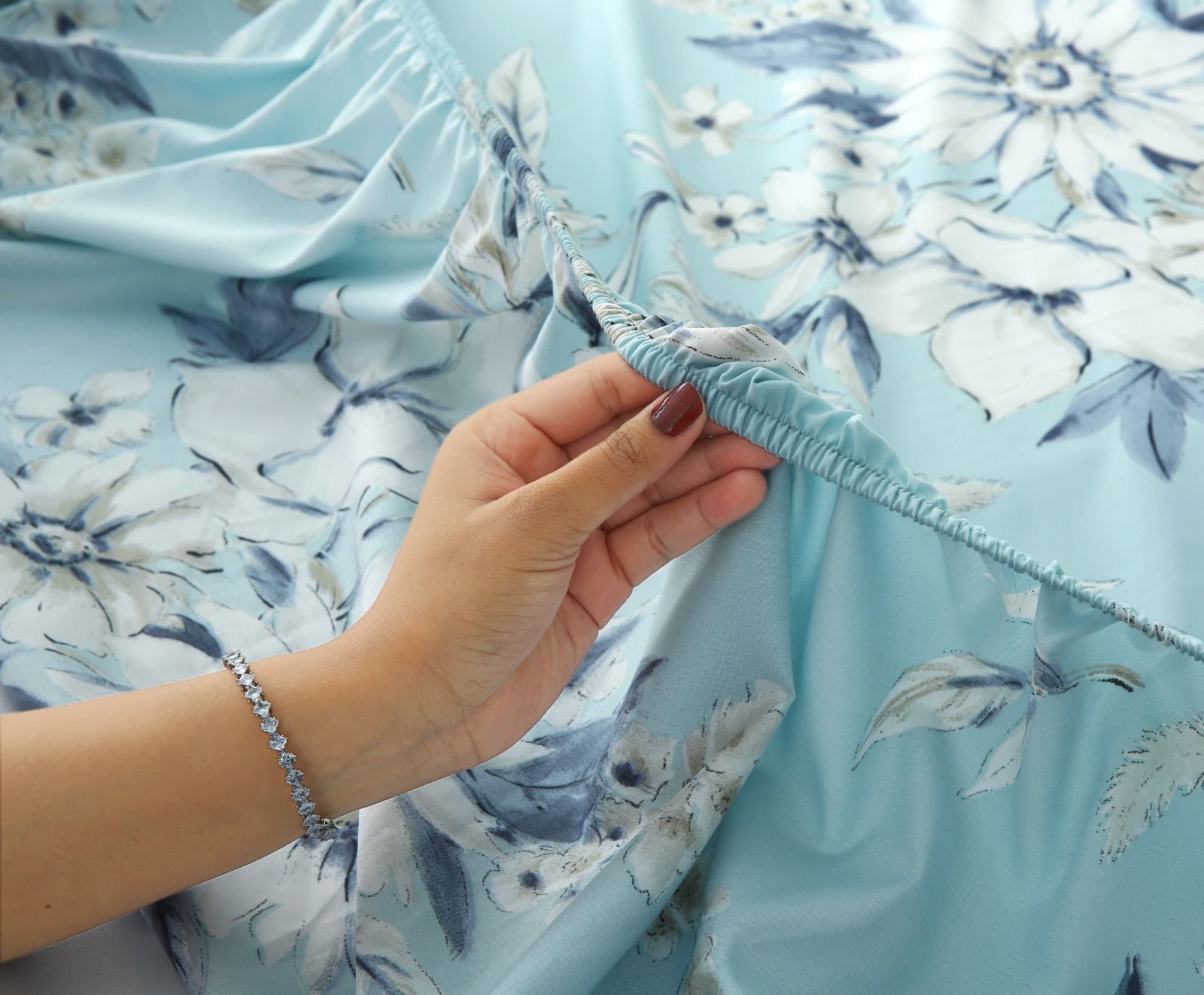 Fitted Bed Sheet-Pale Bloom Fitted Sheets Apricot