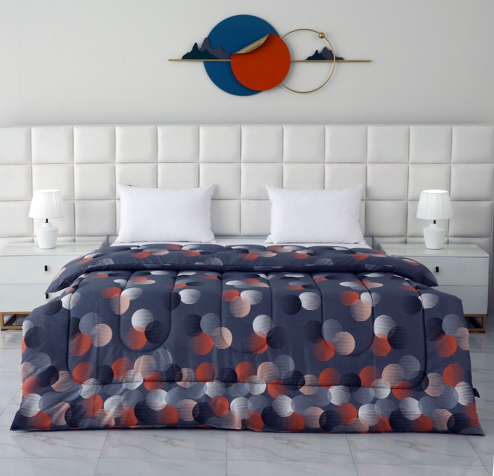 8 PCs Winter Razai Set-Illustration Design Comforters Apricot