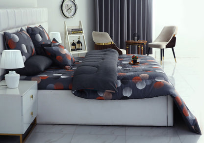 8 PCs Winter Razai Set-Illustration Design Comforters Apricot