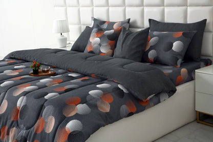 8 PCs Winter Razai Set-Illustration Design Comforters Apricot