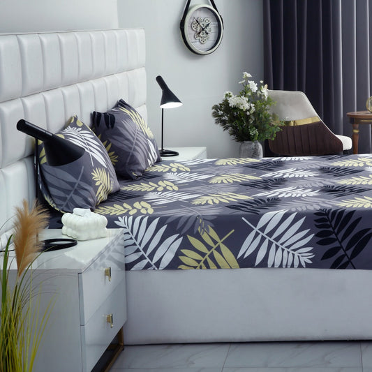 2Pcs Single Bed Sheet-Black Feathers