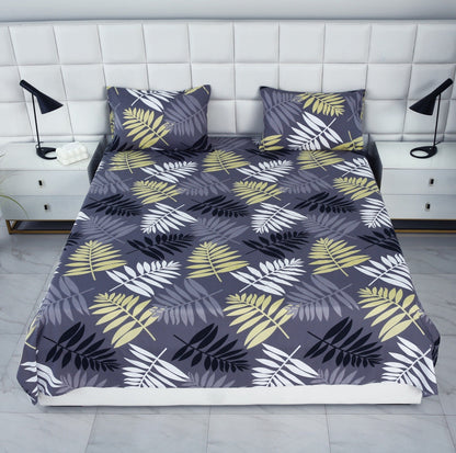 3 PCs Double Bed Sheet-Black Feathers Bed Sheets Apricot
