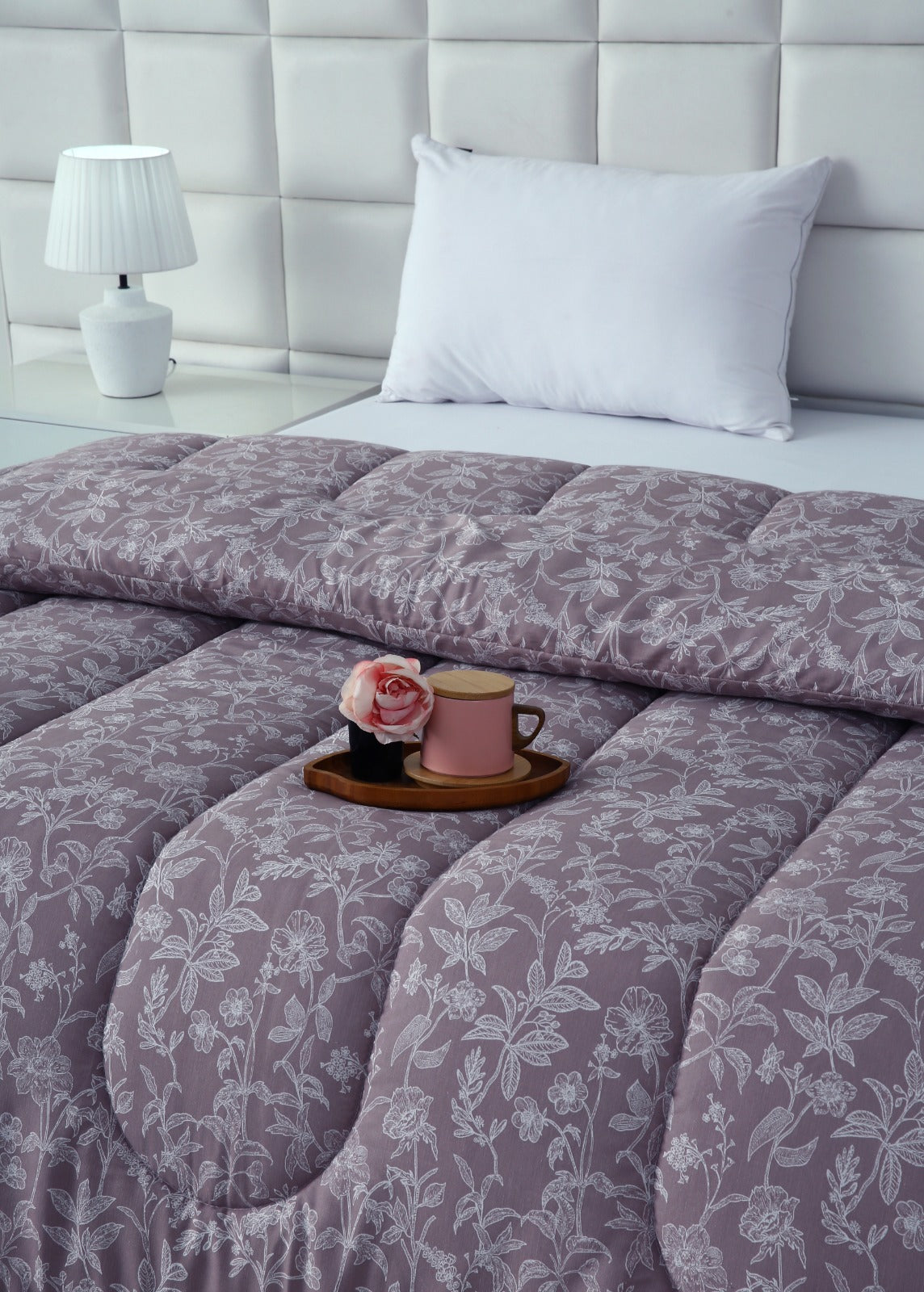 1 PC Single Comforter-White Peonies Comforters Apricot