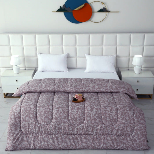 1 PC Double Winter Comforter-White Peonies Comforters Apricot