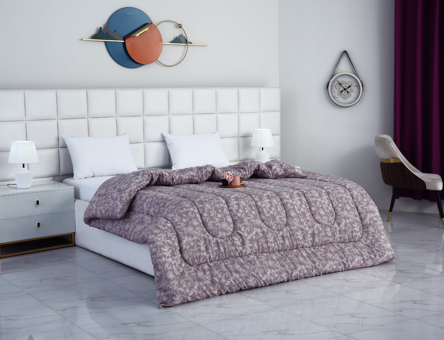 1 PC Single Comforter-White Peonies Comforters Apricot