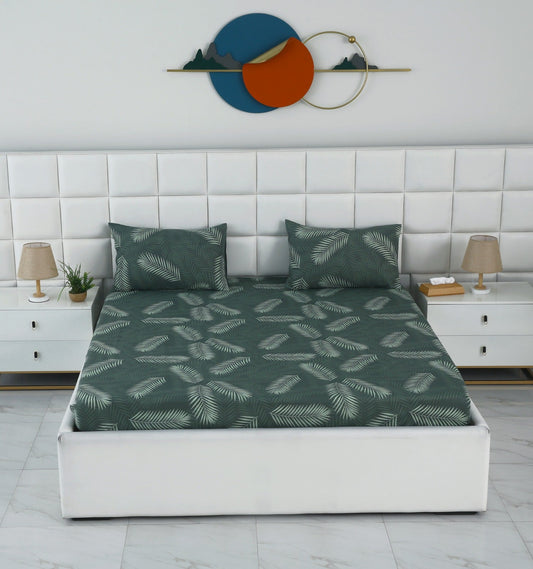 Fitted Bed Sheet-Emerald Feathers Fitted Sheets Apricot