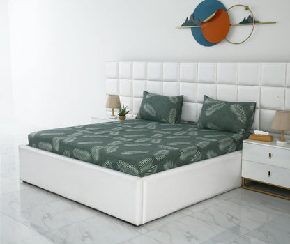 Fitted Bed Sheet-Emerald Feathers Fitted Sheets Apricot