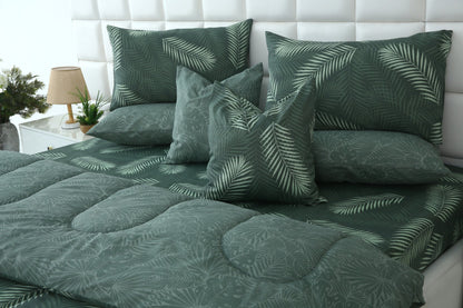 8 PCs Winter Razai Set-Emerald Feathers Comforters Apricot