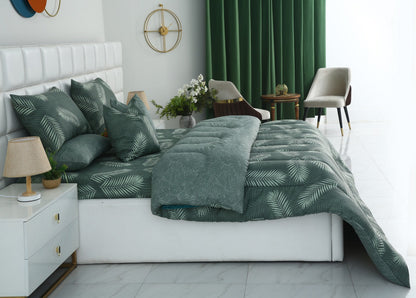 8 PCs Winter Razai Set-Emerald Feathers Comforters Apricot