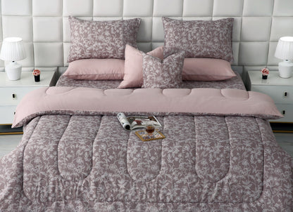 8 PCs Winter Comforter Set-White Peonies Comforters Apricot