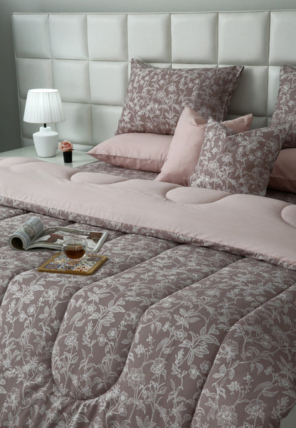 8 PCs Winter Comforter Set-White Peonies Comforters Apricot