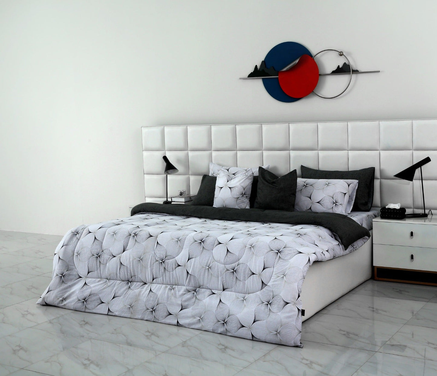 8 PCs Winter Comforter Set-Pitch Grey Comforters Apricot