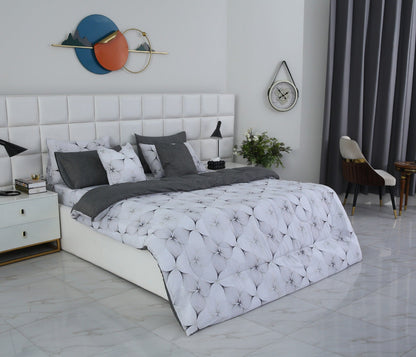 8 PCs Winter Comforter Set-Pitch Grey Comforters Apricot