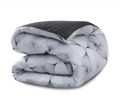 8 PCs Winter Comforter Set-Pitch Grey Comforters Apricot