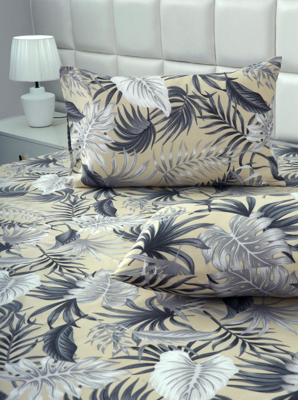 2Pcs Single Bed Sheet-Beige Tropicals