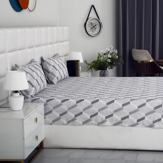 2Pcs Single Bed Sheet-Sliver Triangles