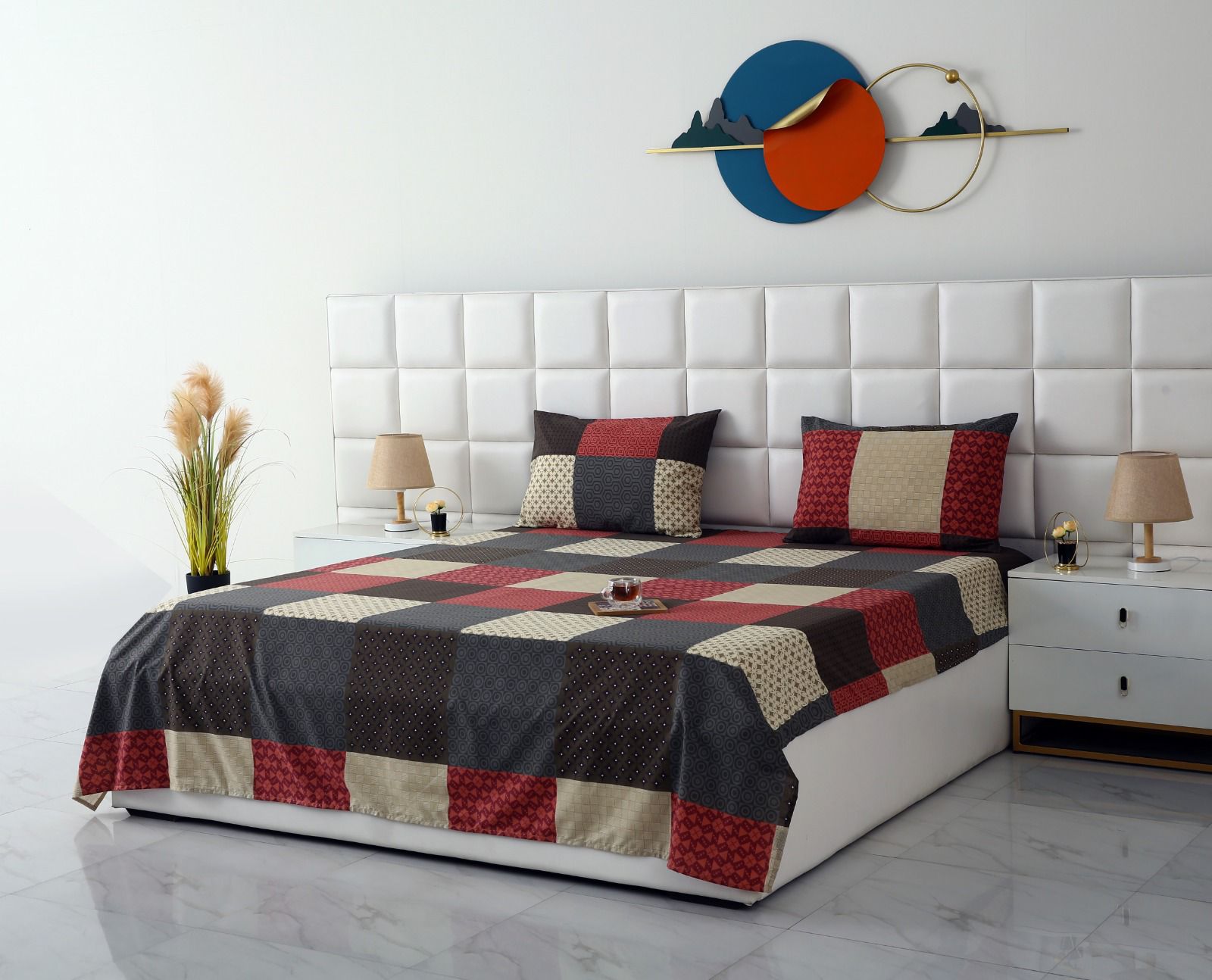 3 PCs Double Bed Sheet-Aurora Bed Sheets Apricot