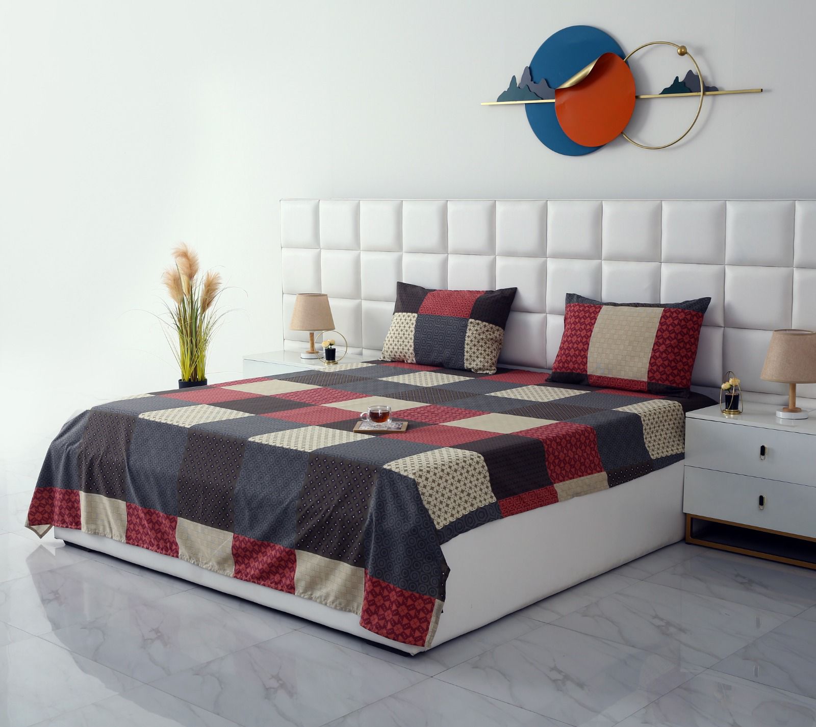 3 PCs Double Bed Sheet-Aurora Bed Sheets Apricot