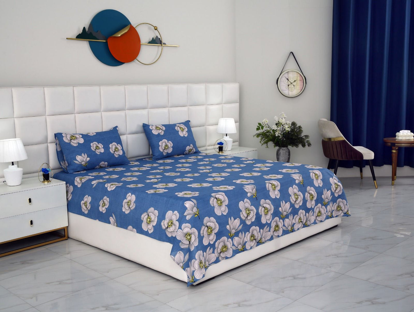2Pcs Single Bed Sheet-White Orchid
