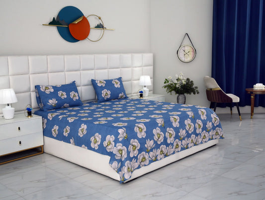 2Pcs Single Bed Sheet-White Orchid