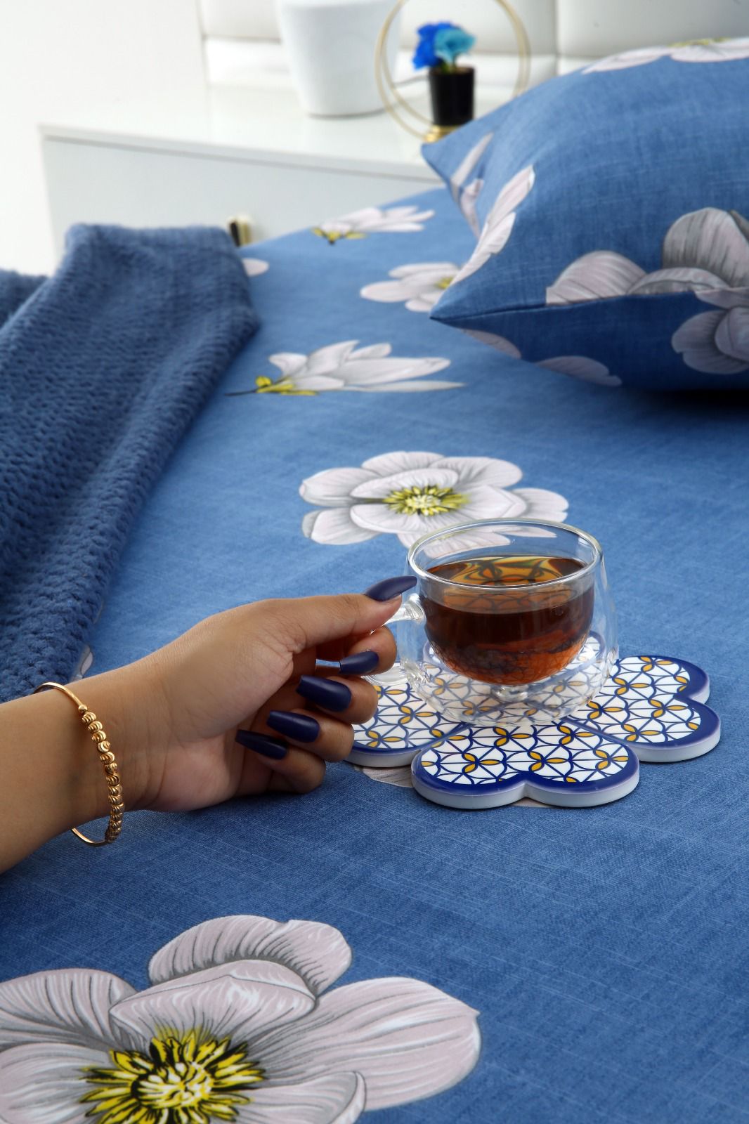 2Pcs Single Bed Sheet-White Orchid