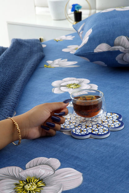 2Pcs Single Bed Sheet-White Orchid