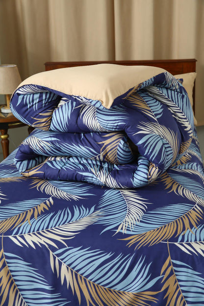 5 PCs Single Comforter Set-Blue Feathers Comforters Apricot