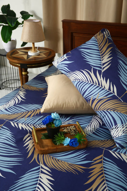 5 PCs Single Comforter Set-Blue Feathers Comforters Apricot