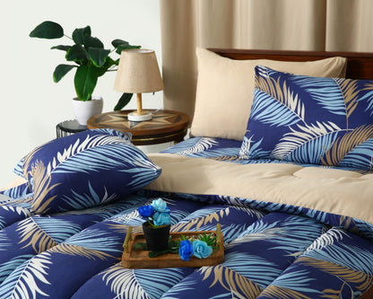 5 PCs Single Comforter Set-Blue Feathers Comforters Apricot