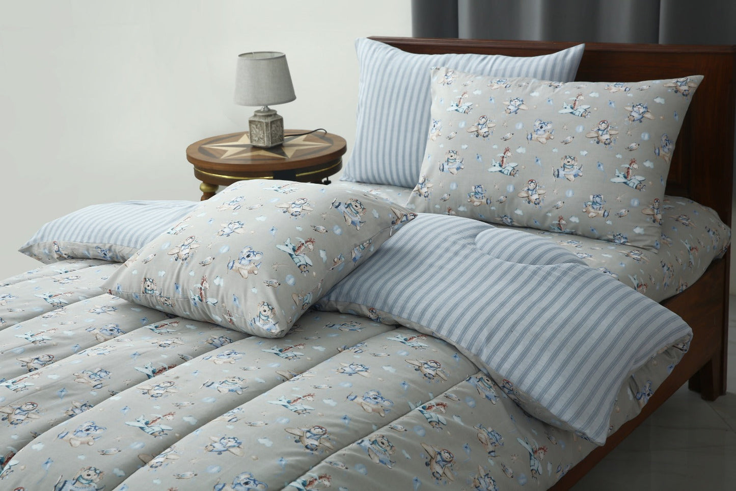 5 PCs Single Comforter Set-Zoo Party