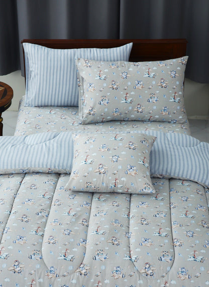 5 PCs Single Comforter Set-Zoo Party