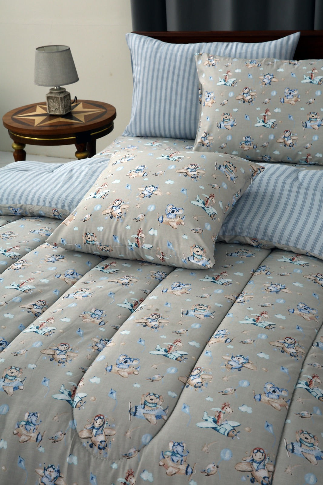 5 PCs Single Comforter Set-Zoo Party