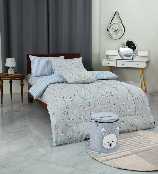5 PCs Single Comforter Set-Zoo Party