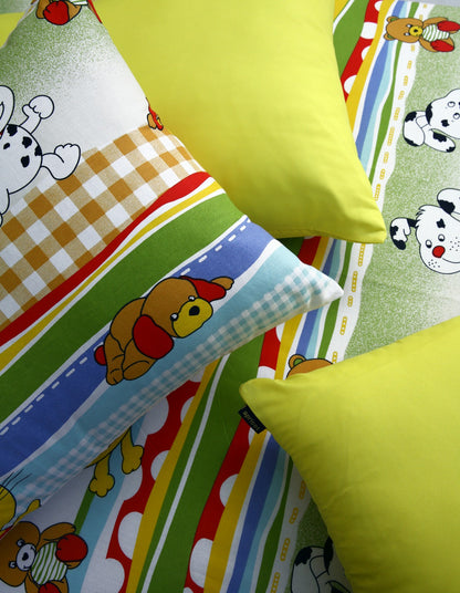 5 PCs Single Comforter Set-Puppies Party(With Yellow Reverse)