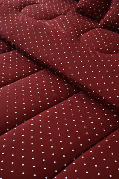 5 PCs Single Razai Set-Plum Polka Comforters Apricot