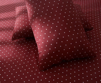 8 PCs Winter Razai Set-Plum Polka Comforters Apricot