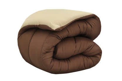 5 PCs Single Razai Set-Brown Over Beige Comforters Apricot