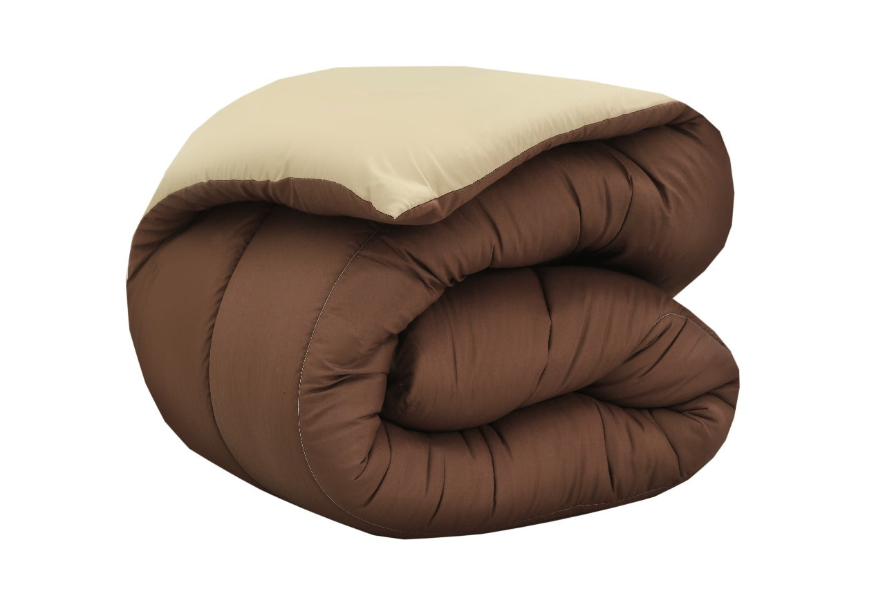 1 PC Single Razai-Brown Over Beige Comforters Apricot