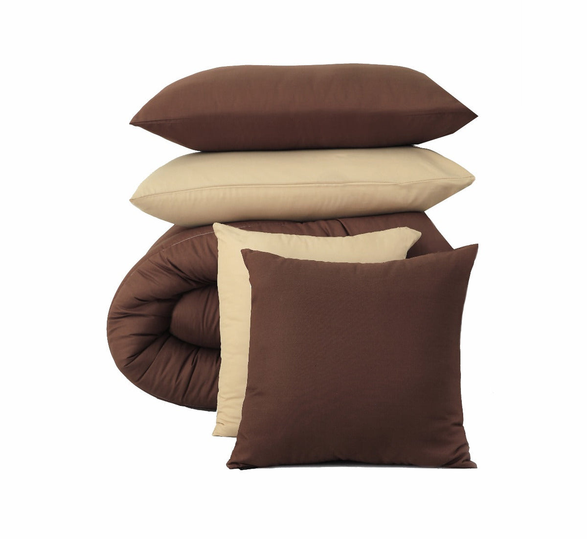 5 PCs Single Razai Set-Brown Over Beige Comforters Apricot